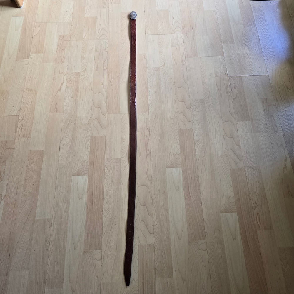 Vintage Cognac Brown Snakeskin Belt with Ornate Silver Oval Buckle Western Boho - Picture 5 of 15